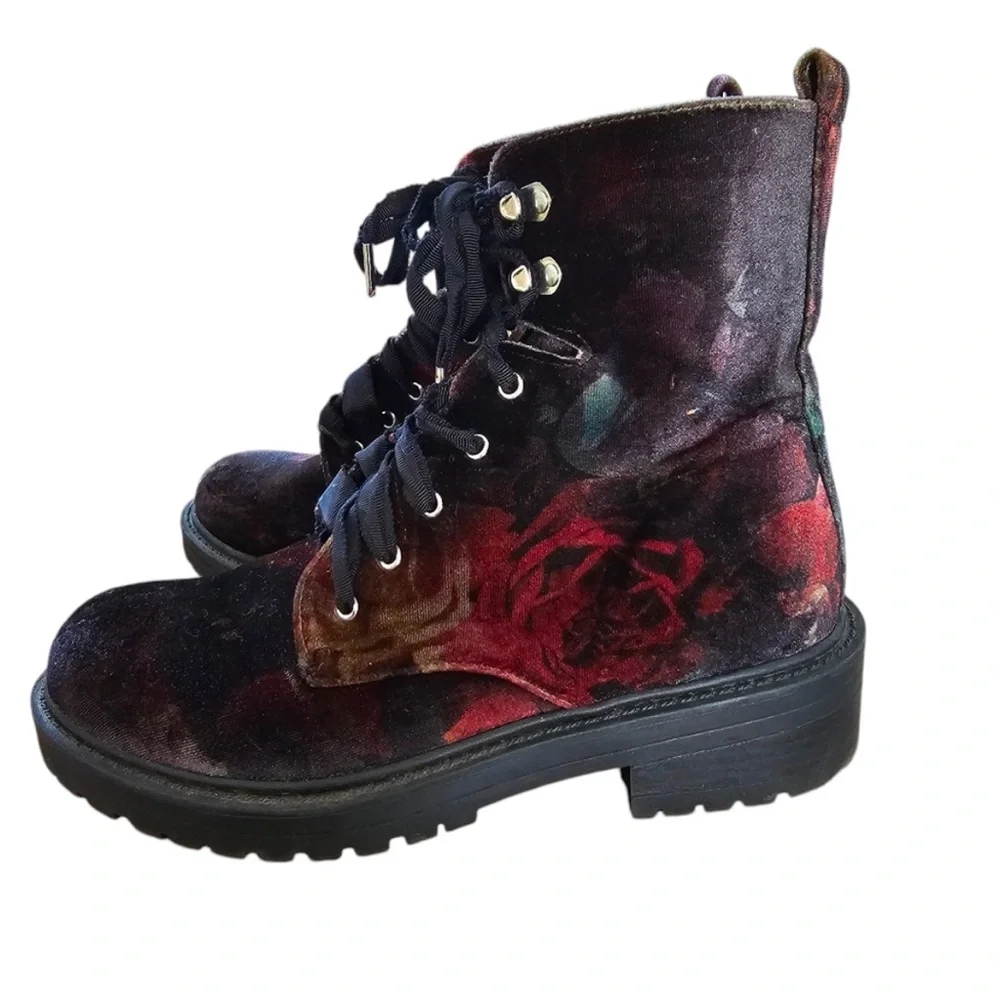 Madden Girl Multi-Color Velvet Combat Boots - Picture 5 of 6